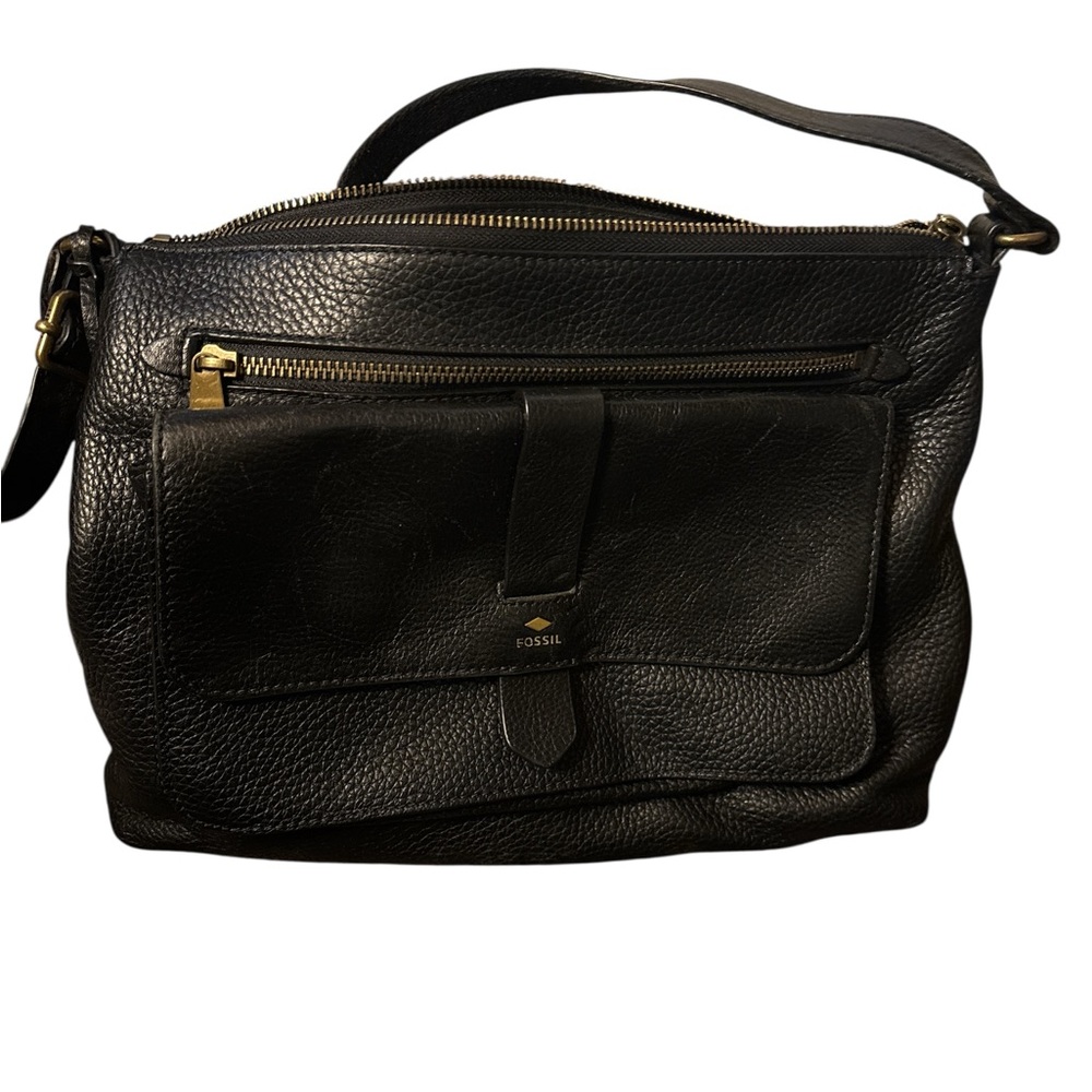 Fossil Kinley Black Leather Crossbody bag purse